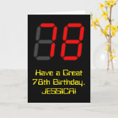 78e verjaardag: Red Digital Clock Style "78" + naa Kaart (Gele Bloem)