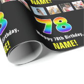 78e verjaardag: Regenboog "78"; Aangepaste foto's Cadeaupapier (Rol Hoek)