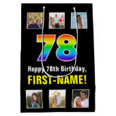 78e verjaardag: Regenboog "78", aangepaste foto's  Medium Cadeauzakje (Achterkant)