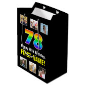 78e verjaardag: Regenboog "78", aangepaste foto's  Medium Cadeauzakje (Achterkant Gekanteld)