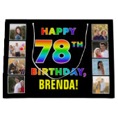 78e verjaardag: Regenboogtekst, Aangepaste foto's  Groot Cadeauzakje (Voorkant)