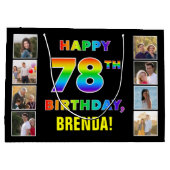 78e verjaardag: Regenboogtekst, Aangepaste foto's  Groot Cadeauzakje (Achterkant)