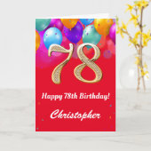 78e verjaardag Rode en goudkleurige ballonnen Kaart (Gele Bloem)