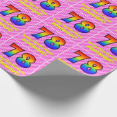 78e verjaardag: Roze strips & harten, regenboognr. Cadeaupapier (Hoek)