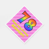 78e verjaardag: Roze strips & harten, regenboognr. Servet (Hoek)