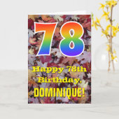 78e verjaardag; rustieke herfstbladeren; regenboog kaart (Gele Bloem)