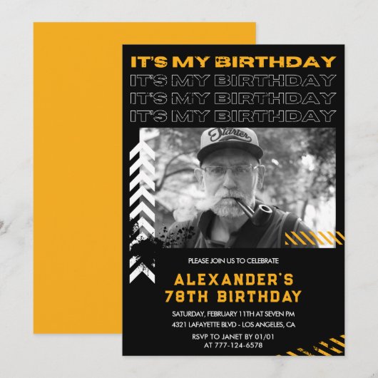 78e verjaardag uitnodigingen Mannen Fotospray verf (Voorkant / Achterkant)