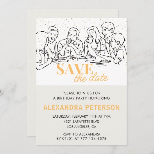 78e verjaardag uitnodigingen Save the date Diner (Voorkant / Achterkant)