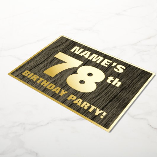 78e verjaardag: Vet, Faux-Hout-patroon Folie Uitnodiging (Gedraaid)