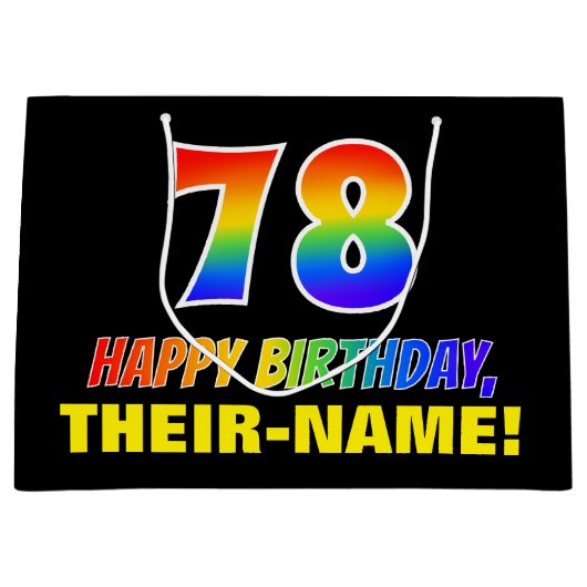 78e verjaardag: Vet, Vun, eenvoudig, regenboog 78 Groot Cadeauzakje (Voorkant)