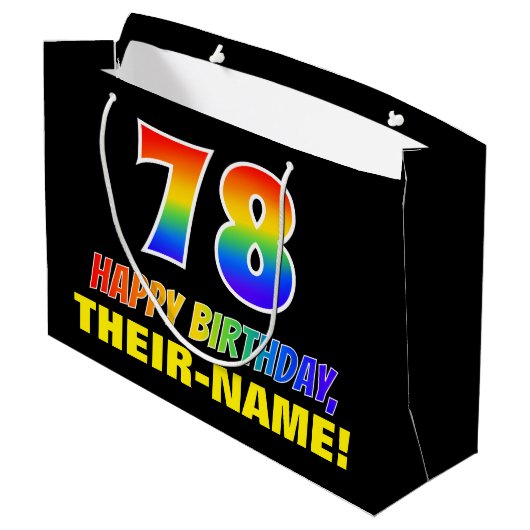 78e verjaardag: Vet, Vun, eenvoudig, regenboog 78 Groot Cadeauzakje (Achterkant Gekanteld)