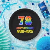 78e verjaardag: Vet, Vun, eenvoudig, regenboog 78 Papieren Bordje (Feest)