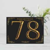 78e Verjaardagsfeest, Gatsby styl, zwart goud glit Kaart (Staand voorkant)