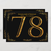 78e Verjaardagsfeest, Gatsby styl, zwart goud glit Kaart (Voorkant / Achterkant)