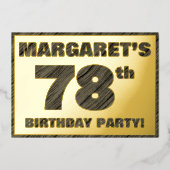 78e Verjaardagsfeest — Opvallende nep houtneringte Folie Uitnodiging (Voorkant)