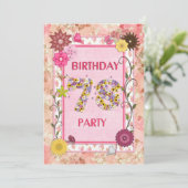 78e verjaardagsfeestje met bloemenfeest lijst kaart (Staand voorkant)