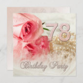 78e verjaardagsfeestje, rozen en parels kaart (Voorkant / Achterkant)