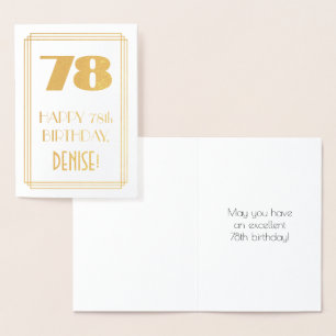 78ste verjaardag: Art Deco Geïnspireerde look "78" Folie Kaarten