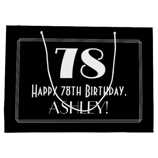 78ste verjaardag: Art Deco Geïnspireerde stijl "78 Groot Cadeauzakje (Achterkant)