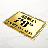 78ste verjaardag: Art Deco Kijk "78" en naam Folie Uitnodiging (Gedraaid)