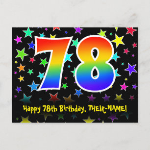 78ste Verjaardag: Fun Sterren Patroon, Regenboog 7 Briefkaart