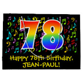 78ste verjaardag - Kleurrijke muzieksymbolen, Rain Groot Cadeauzakje (Achterkant)
