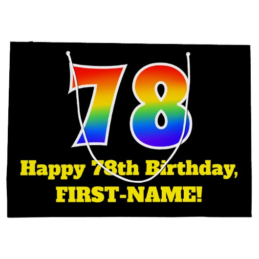 78ste verjaardag ~ Leuk, Kleurrijk, Levendig, Rege Groot Cadeauzakje (Achterkant)