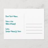 78ste verjaardag: leuk sterrenpatroon, regenboog 7 briefkaart (Achterkant)