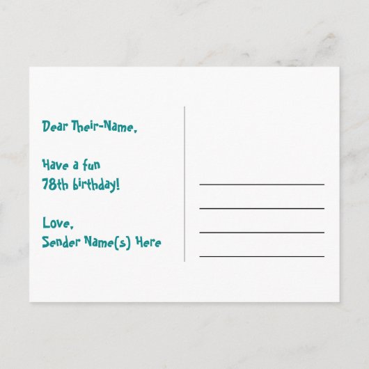 78ste verjaardag: leuk sterrenpatroon, regenboog 7 briefkaart (Achterkant)