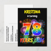 78ste verjaardag - Leuk vuurwerk, Regenboog look " Briefkaart (Voorkant / Achterkant)