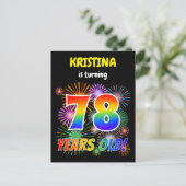 78ste verjaardag - Leuk vuurwerk, Regenboog look " Briefkaart (Staand voorkant)
