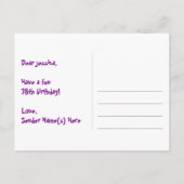 78ste verjaardag - Leuk vuurwerkpatroon + Regenboo Briefkaart (Achterkant)