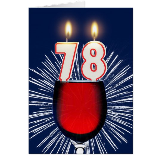 78ste Verjaardag met wijn en kaarsen Kaart