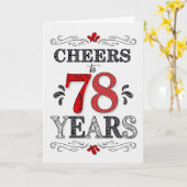 78ste verjaardag Proost in rood wit zwart patroon Kaart (Gele Bloem)