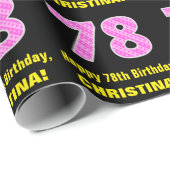 78ste verjaardag: roze strepen en harten "78" + na cadeaupapier (Rol Hoek)