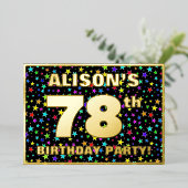 78ste verjaardag van de geboorte - Fun, kleurrijk  Folie Uitnodiging (Staand Voorkant)