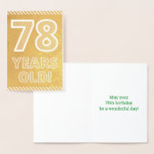 78ste verjaardag: Vet "78 JAAR OUD!" Goudfolie Kaa Folie Kaarten (Display)
