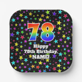 78ste verjaardag: vun stars pattern en regenboog " papieren bordje (Voorkant)