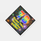 78ste verjaardag: vuurwerk patroon + regenboog 78 servet (Hoek)