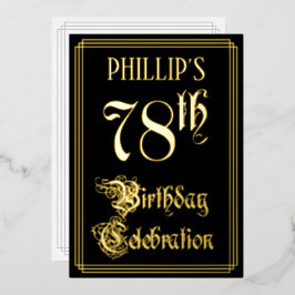 78ste verjaardagsfeest — Fantasievol script & aang Folie Uitnodiging