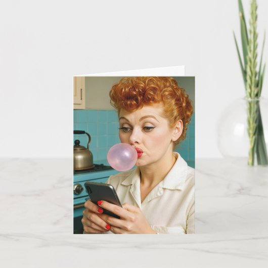 78th Birthday Lucille Ball Texting On a Cell Phone Kaart (Voorkant)