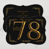 78th, Birthday party 78th, geweldige Gatsby, zwart Kaart (Voorkant / Achterkant)