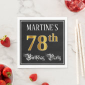 78th Birthday Party — Fancy Script, Faux Gold Look Servet (Insitu)