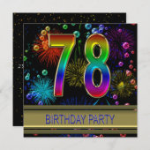 78th Birthday party Uitnodiging met bellen (Voorkant / Achterkant)