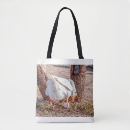 7928 - Witte gans die over het ei staat Tote Bag