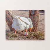 7928-Witte Gans Staande Over Ei Puzzel Legpuzzel (Horizontaal)