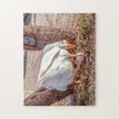 7928-Witte Gans Staande Over Ei Puzzel Legpuzzel (Verticaal)