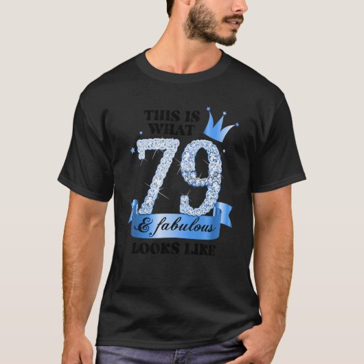 79 & Fabulous I Blue White Party Group Candid Phot T-shirt (Voorkant)