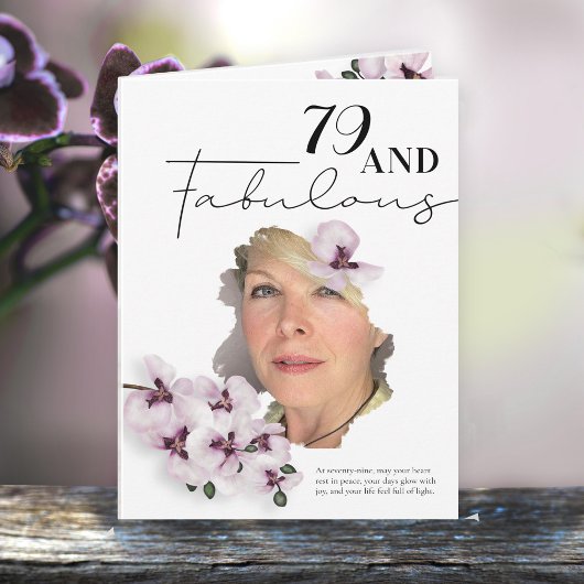 79 & Fabulous Orchid Photo Birthday Greeting Card Kaart