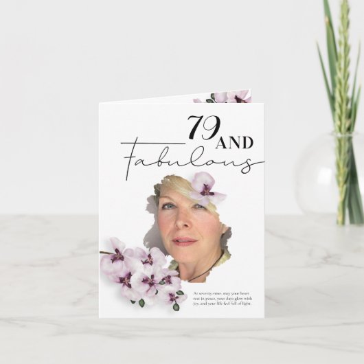 79 & Fabulous Orchid Photo Birthday Greeting Card Kaart (Voorkant)